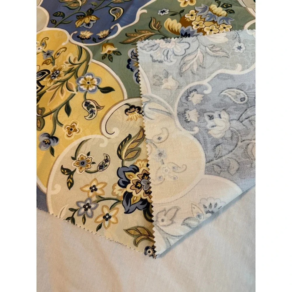 Lot of 2 floral brocade gold tone print design fabrics 24